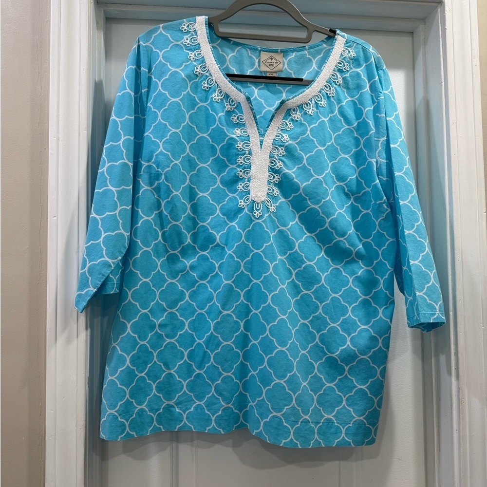 St. John's Bay 3/4 Sleeve Tunic Top Blouse Size Petite XL
